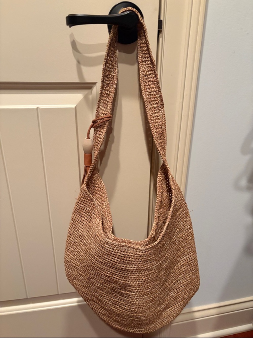 Mar Y Sol Woven Raffia Shoulder Bag in Natural Tan